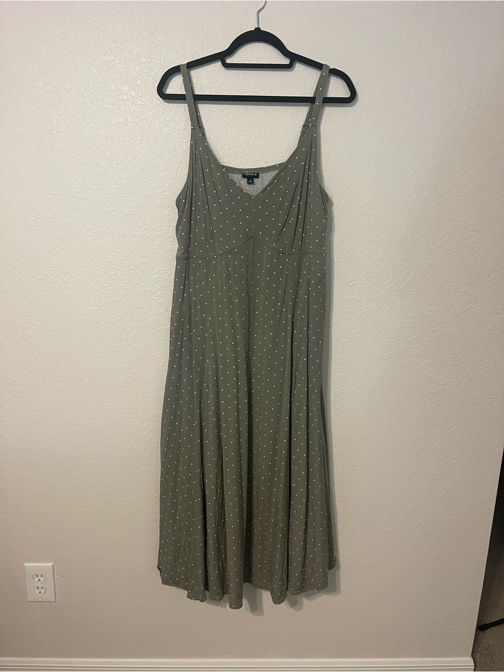Torrid Olive Green Polka Dot Midi Dress